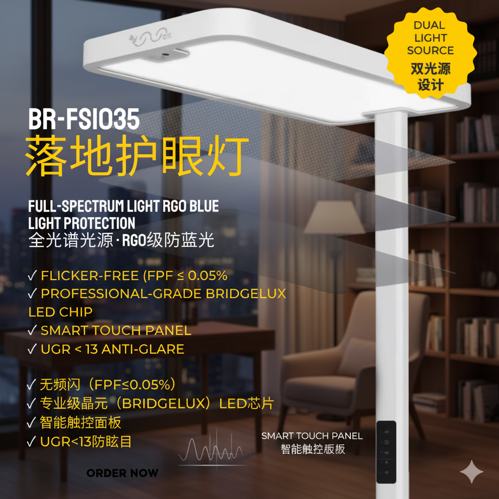 BR-FS1035 Floor Standing Eye Protection Lamp – Ra96 - RG0 - No Flicker - Classroom Standard