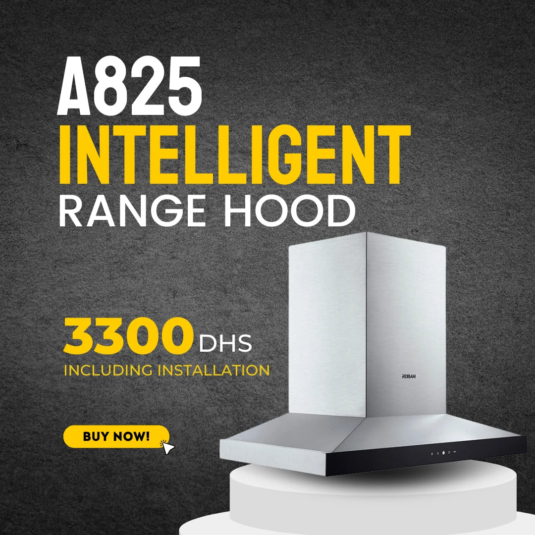 A825 Intelligent Range Hood – Easy-Clean Design with Dual-Core 5.0 Motor & Auto Air Purification
