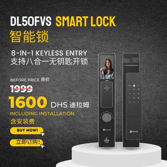 EZVIZ Smart Lock DL50FVS, 8-in-1 Keyless Entry Door Lock, 3D Face Recognition Door Lock,