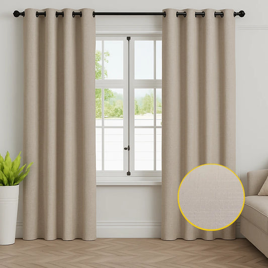 Soft blackout curtain in sand beige tone for Dubai homes