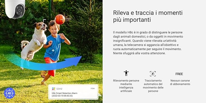 كاميرا مراقبة EZVIZ H8C، كاميرا خارجية بدقة 1080 بكسل وواي فاي مع نظام حماية نشط