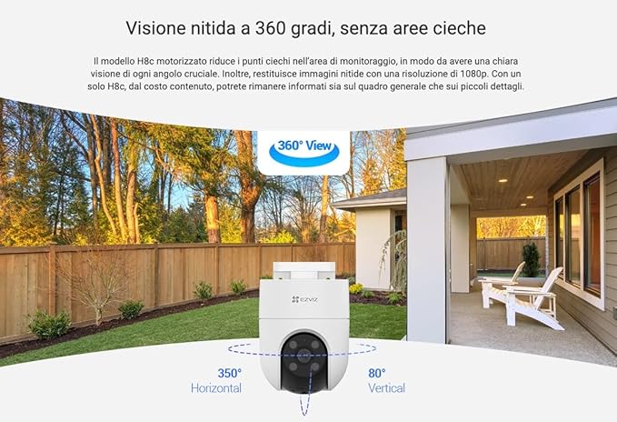 كاميرا مراقبة EZVIZ H8C، كاميرا خارجية بدقة 1080 بكسل وواي فاي مع نظام حماية نشط
