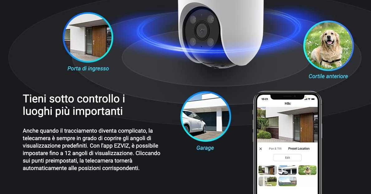 كاميرا مراقبة EZVIZ H8C، كاميرا خارجية بدقة 1080 بكسل وواي فاي مع نظام حماية نشط