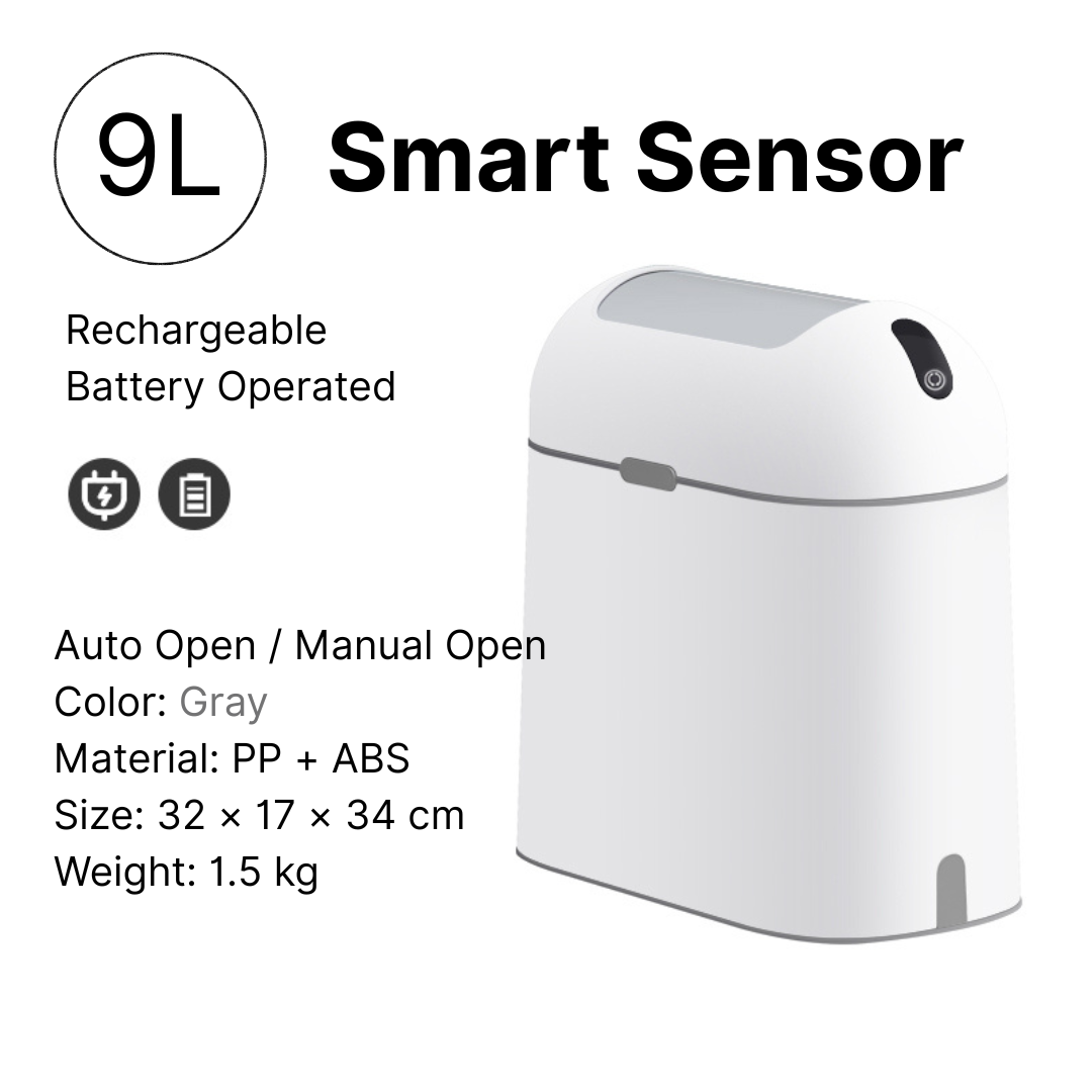 JAH 9L smart trash can, trash can small white trash can, automatic sensing, for toilet, office