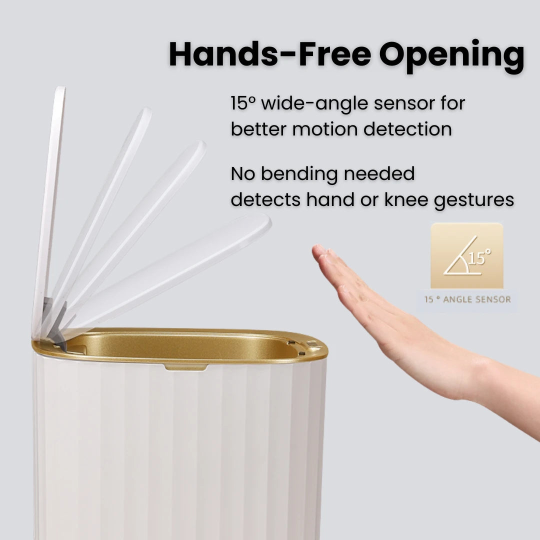 15L Smart Sensor Trash Can – Touchless Auto-Bagging, Silent Lid, Modern White