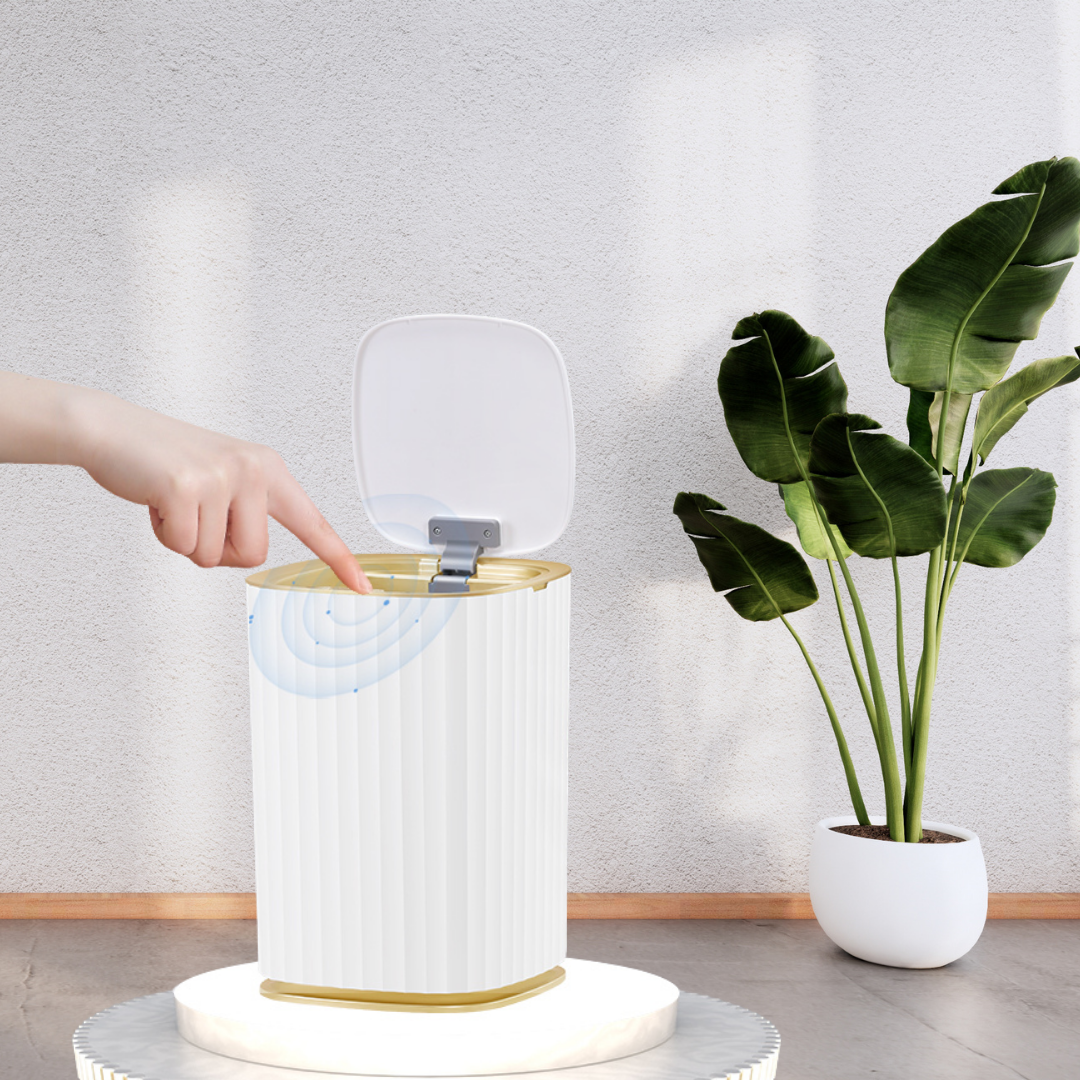 15L Smart Sensor Trash Can – Touchless Auto-Bagging, Silent Lid, Modern White