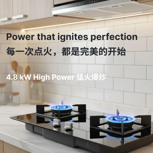 ROBAM老板B272双灶燃气灶 —— 4.8kW猛火劲燃 嵌入式秒装(开孔灵活适配)