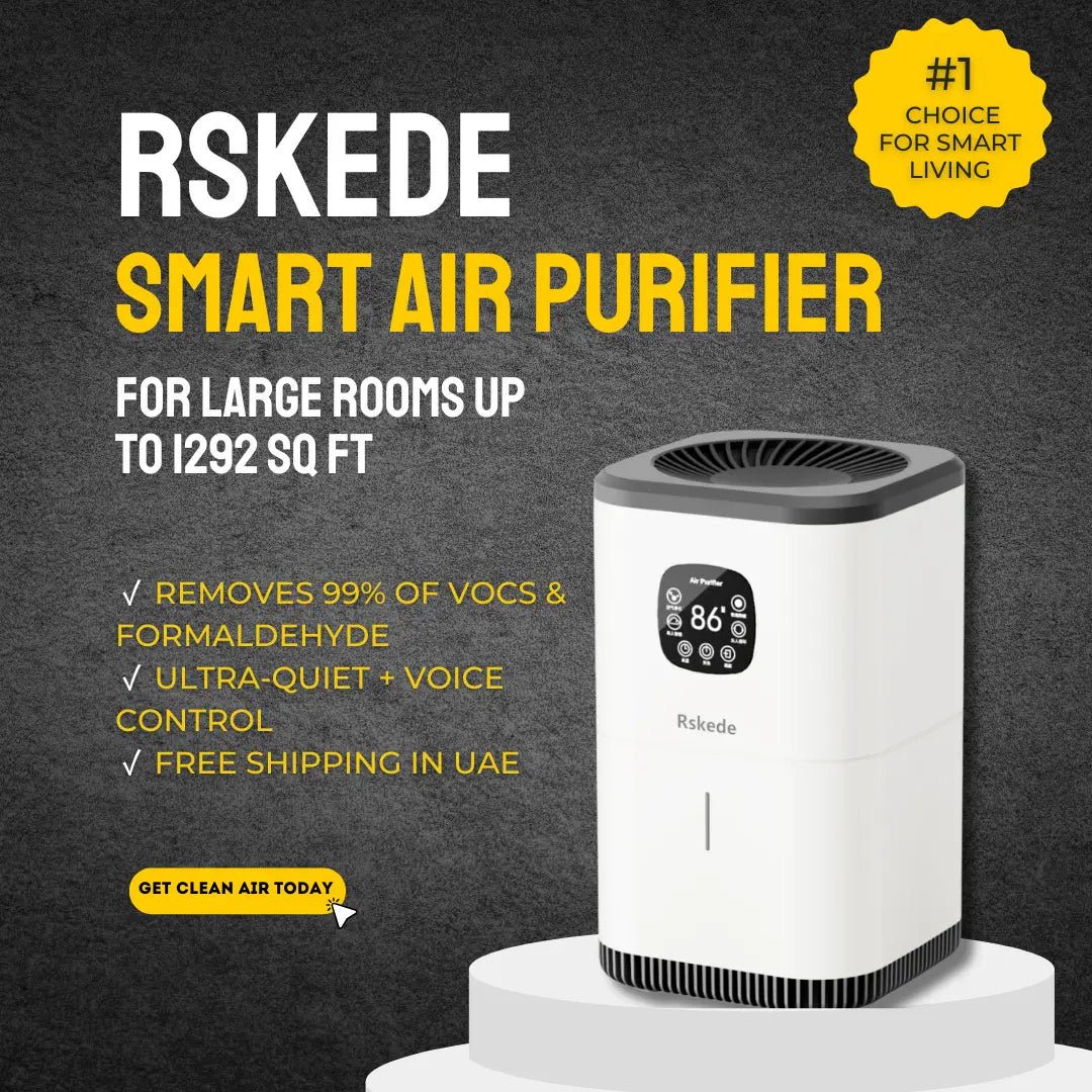 RSKede Smart Air Purifier – Voice-Controlled, HEPA + Carbon Filter, 1292 Sq Ft Coverage, Removes 99% VOCs & Formaldehyde