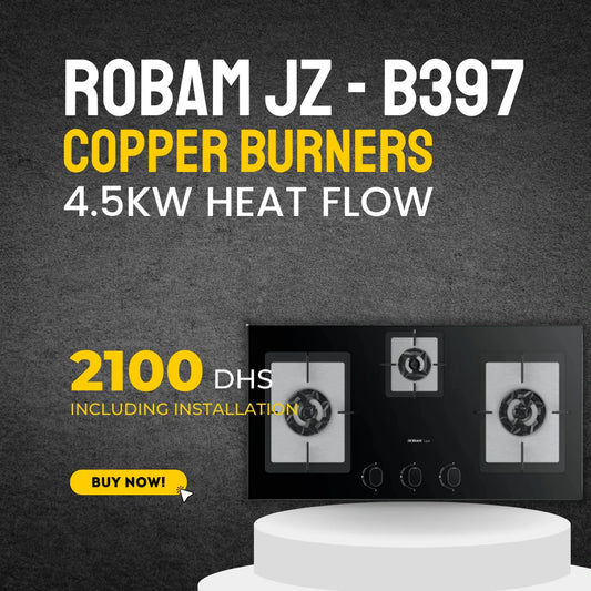 Robam JZ(Y/T)-B397 Gas Hob – 3D Flame Series, 4.5kW Copper Burners, 8mm Tempered Glass