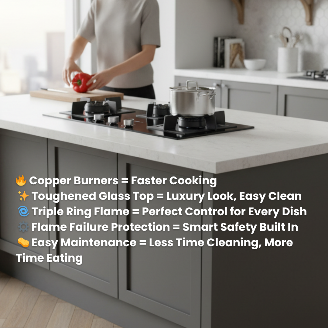 Robam JZ(Y/T)-B397 Gas Hob – 3D Flame Series, 4.5kW Copper Burners, 8mm Tempered Glass