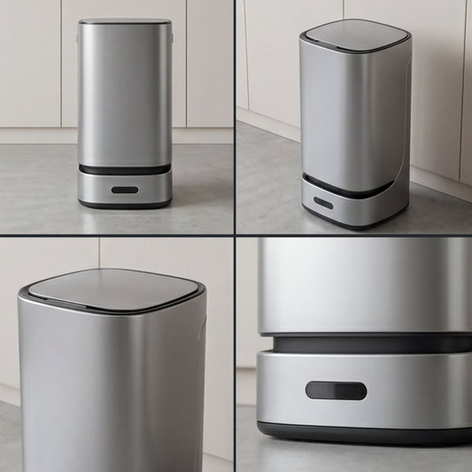 Smart Sensor Trash Can – 13L Stainless Steel, Automatic Lid, Self-Sealing Bags, Waterproof, for Kitchen, Office, Bathroom – Titanium Gray