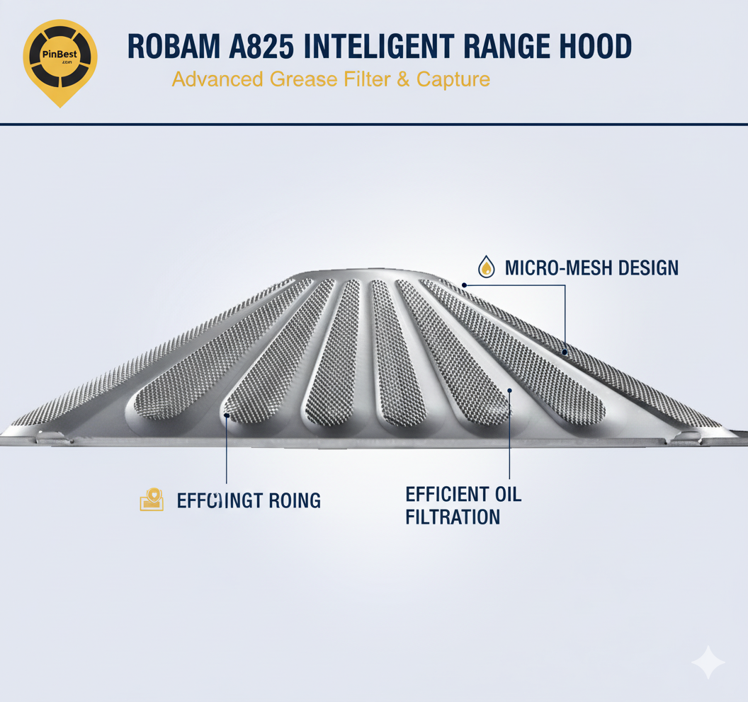 A825 Intelligent Range Hood – Easy-Clean Design with Dual-Core 5.0 Motor & Auto Air Purification