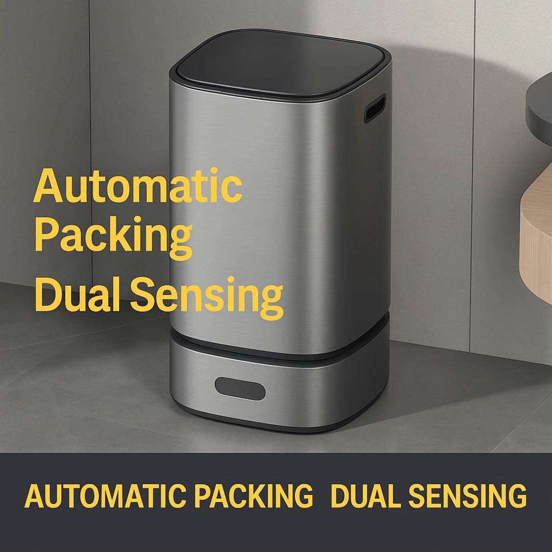 Smart Sensor Trash Can – 60L Stainless Steel, Automatic Lid, Self-Sealing Bags, Waterproof, for Kitchen, Office, Bathroom – Titanium Gray