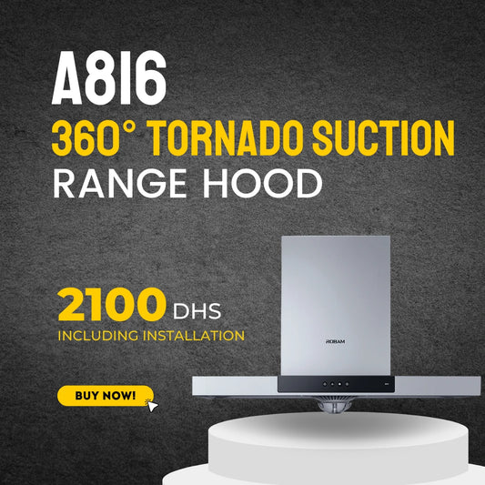 A816 Range Hood – 360° Tornado Suction with A++ Easy-Clean Filter & Dual-Core Motor