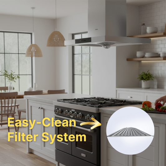 A816 Range Hood – 360° Tornado Suction with A++ Easy-Clean Filter & Dual-Core Motor