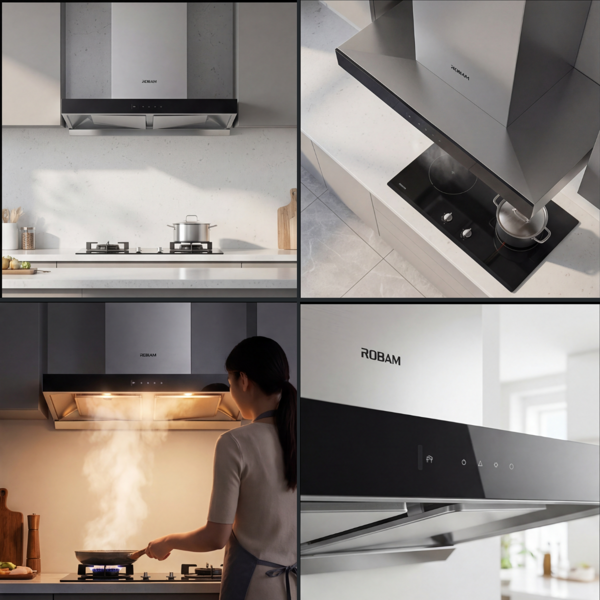 Range hoods A852 Dual-Intake 90 cm Gesture-Control Range Hood – 2100 m³/h 8-Sided Powerful Suction