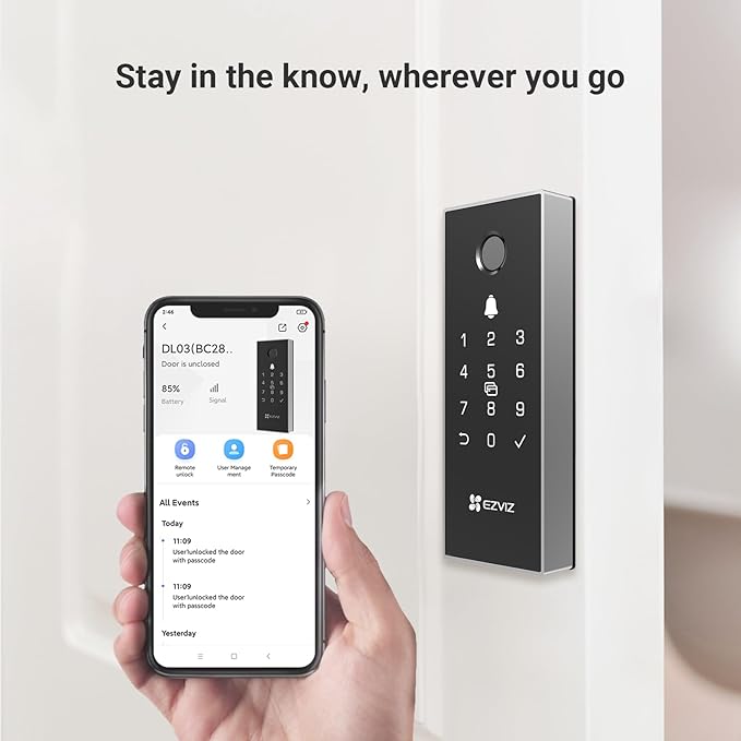 EZVIZ DL03 Pro Smart Rim Lock – Bluetooth & Wi-Fi Door Lock with App Access