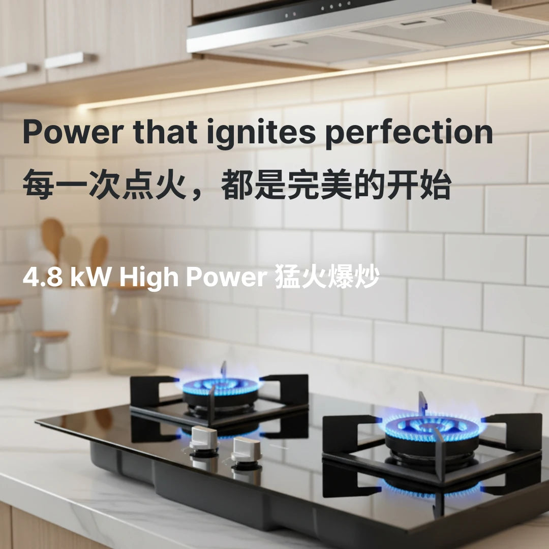 ROBAM B272 2-Burner Gas Hob – 4.8kW High-Power Built-In Cooktop | Flexible Cut-Out