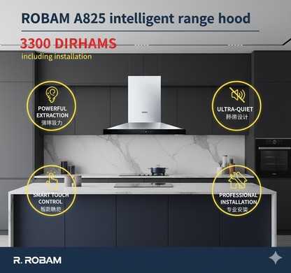 A825 Intelligent Range Hood – Easy-Clean Design with Dual-Core 5.0 Motor &amp; Auto Air Purification