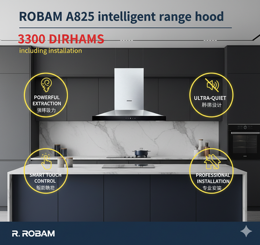 A825 Intelligent Range Hood – Easy-Clean Design with Dual-Core 5.0 Motor &amp; Auto Air Purification